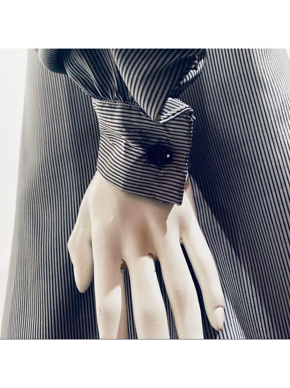 GABALIS Retro Black/Silver Stripe Tie Top Blouse M - Picture 5 of 11
